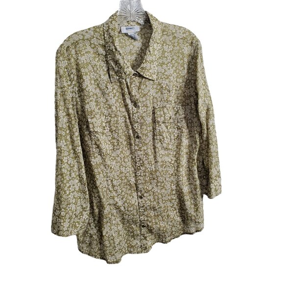 Old Navy Tops - Old Navy Size XXL Shirt Blouse Floral Pearl Snap Cotton Western Cowgirl Fitted
